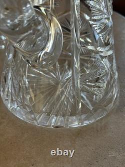 Vtg American Brilliant Cut Crystal Water Pitcher & 6 Water/whiskey Glasses
