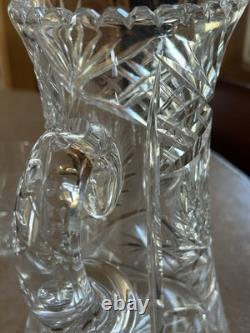 Vtg American Brilliant Cut Crystal Water Pitcher & 6 Water/whiskey Glasses