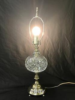 Vtg Antique ABP Cut Crystal Art Deco Boudoir Table Desk Lamp Hollywood Regency