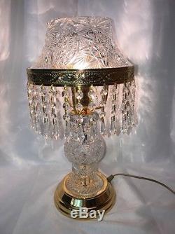Vtg Antique Cut Crystal Turkish Glass Lamp 17.5 Table Piano Boudoir Banquet ABP
