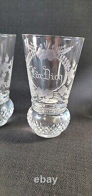 Vtg/Antique Old Fashioned Hand Cut Bohemian Crystal Glasses Set Of 6 Edinburgh