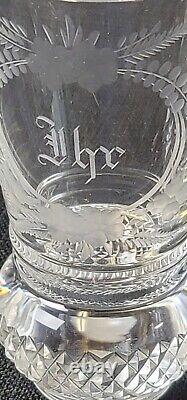 Vtg/Antique Old Fashioned Hand Cut Bohemian Crystal Glasses Set Of 6 Edinburgh