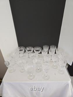 Vtg Bohemian Clear Cut Crystal Wine & Sherbert Glass Set Of 20