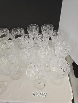 Vtg Bohemian Clear Cut Crystal Wine & Sherbert Glass Set Of 20