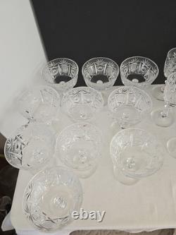 Vtg Bohemian Clear Cut Crystal Wine & Sherbert Glass Set Of 20