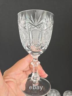 Vtg Bohemian Clear Cut Crystal Wine & Sherbert Glass Set Of 20