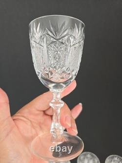 Vtg Bohemian Clear Cut Crystal Wine & Sherbert Glass Set Of 20