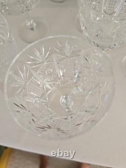 Vtg Bohemian Clear Cut Crystal Wine & Sherbert Glass Set Of 20