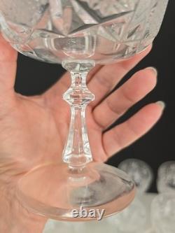 Vtg Bohemian Clear Cut Crystal Wine & Sherbert Glass Set Of 20