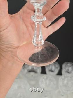 Vtg Bohemian Clear Cut Crystal Wine & Sherbert Glass Set Of 20