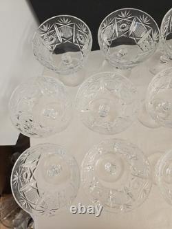 Vtg Bohemian Clear Cut Crystal Wine & Sherbert Glass Set Of 20