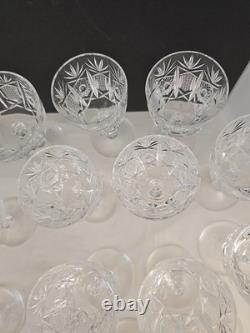 Vtg Bohemian Clear Cut Crystal Wine & Sherbert Glass Set Of 20