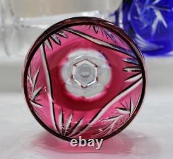 Vtg Bohemian Cut to Clear Multi-Colored Crystal 7.5 Wine Hocks Set of 6