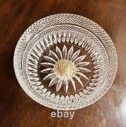 Vtg Cut Crystal Bowl Gold Tone Swan 3 Footed Base French Ormolu Cut Crystal