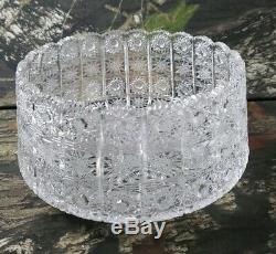 Vtg Czech Bohemia Hand Cut Crystal Bowl Serving Bohemian Queen Lace Beautiful B3