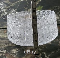 Vtg Czech Bohemia Hand Cut Crystal Bowl Serving Bohemian Queen Lace Beautiful B3