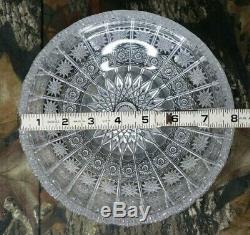 Vtg Czech Bohemia Hand Cut Crystal Bowl Serving Bohemian Queen Lace Beautiful B3