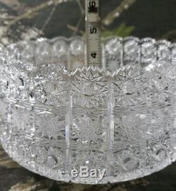 Vtg Czech Bohemia Hand Cut Crystal Bowl Serving Bohemian Queen Lace Beautiful B3