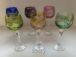 Vtg German Bohemian Lead Crystal Wine Glasses Goblets Set Of 6 Cut to Clear A++