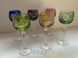 Vtg German Bohemian Lead Crystal Wine Glasses Goblets Set Of 6 Cut to Clear A++