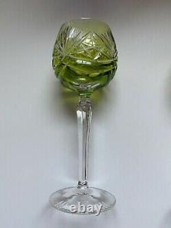 Vtg German Bohemian Lead Crystal Wine Glasses Goblets Set Of 6 Cut to Clear A++