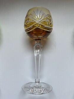 Vtg German Bohemian Lead Crystal Wine Glasses Goblets Set Of 6 Cut to Clear A++