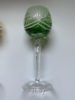 Vtg German Bohemian Lead Crystal Wine Glasses Goblets Set Of 6 Cut to Clear A++