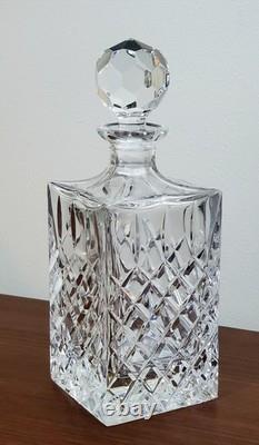 Vtg Heavy Lead Crystal Clear Cut Square Crosshatch Decanter With Stopper -5 lbs Vtg Heavy Lead Crystal Clear Cut Square Crosshatch Decanter With Stopper -5 lbs