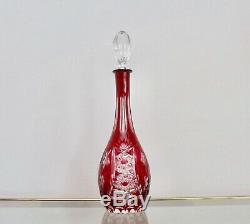 Vtg Nachtmann Traube Cut To Clear Crystal Decanter 6 X Wine Glasses Ruby Red