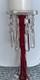 Vtg Ruby Red Hand-blown Glass Candleabras with Cut Crystal Prisms
