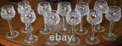 Vtg Set 11 HOCK WINE GLASSES Hand Cut Crystal ROSE & ARCH Cut Stem & Foot SUPERB