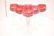 Vtg Set 6 Bohemian Czech Cut To Clear Crystal Wine Glasses Hocks 7.5 Cranberry