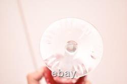 Vtg Set 6 Bohemian Czech Cut To Clear Crystal Wine Glasses Hocks 7.5 Cranberry