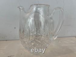 Vtg Waterford Lismore Cut Clear Crystal Glass Pitcher with Pinched Spout Pitcher