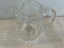 Vtg Waterford Lismore Cut Clear Crystal Glass Pitcher with Pinched Spout Pitcher