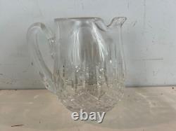 Vtg Waterford Lismore Cut Clear Crystal Glass Pitcher with Pinched Spout Pitcher
