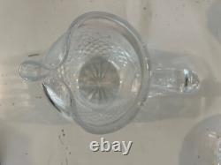 Vtg Waterford Lismore Cut Clear Crystal Glass Pitcher with Pinched Spout Pitcher
