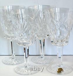 WATERFORD CRYSTAL Ashling Water Goblets/Wine Glasses Set Of (4) Hand Cut MINT