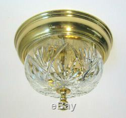 WATERFORD CRYSTAL Cut Glass KILKEA Brass 11 Flush Mount Ceiling Light Fixture