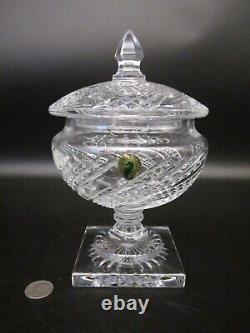 WATERFORD CRYSTAL Ireland ARCADE Swirl Cut Glass Footed Lidded Bowl Candy Dish