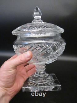 WATERFORD CRYSTAL Ireland ARCADE Swirl Cut Glass Footed Lidded Bowl Candy Dish