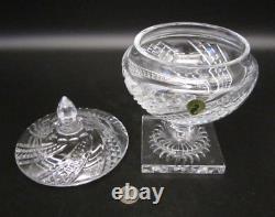 WATERFORD CRYSTAL Ireland ARCADE Swirl Cut Glass Footed Lidded Bowl Candy Dish