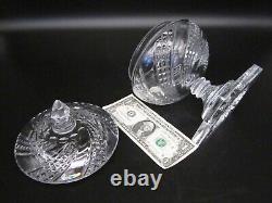 WATERFORD CRYSTAL Ireland ARCADE Swirl Cut Glass Footed Lidded Bowl Candy Dish