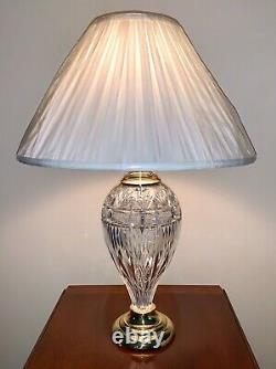 WATERFORD CRYSTAL Large 30 Inch Cut Crystal and Polished Brass Table Lamp NEW