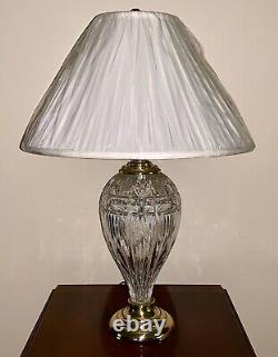 WATERFORD CRYSTAL Large 30 Inch Cut Crystal and Polished Brass Table Lamp NEW