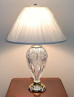 WATERFORD CRYSTAL Large 30 Inch Cut Crystal and Polished Brass Table Lamp NEW