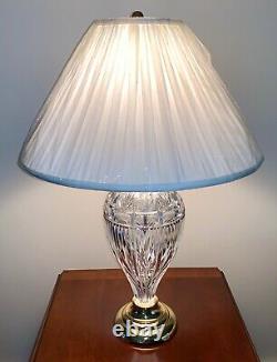 WATERFORD CRYSTAL Large 30 Inch Cut Crystal and Polished Brass Table Lamp NEW