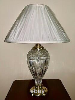 WATERFORD CRYSTAL Large 30 Inch Cut Crystal and Polished Brass Table Lamp NEW