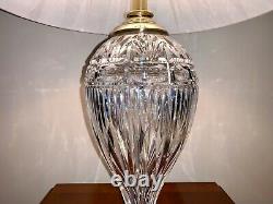 WATERFORD CRYSTAL Large 30 Inch Cut Crystal and Polished Brass Table Lamp NEW