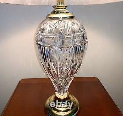 WATERFORD CRYSTAL Large 30 Inch Cut Crystal and Polished Brass Table Lamp NEW